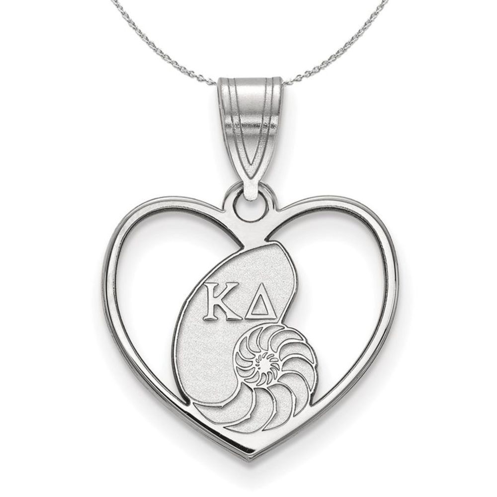 Sterling Silver Kappa Delta Heart Pendant Necklace - 20 Inch